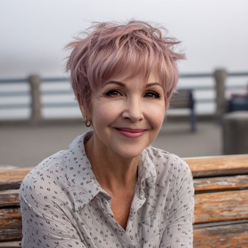 Choppy Blush Pixie Cut with Effortless Texture