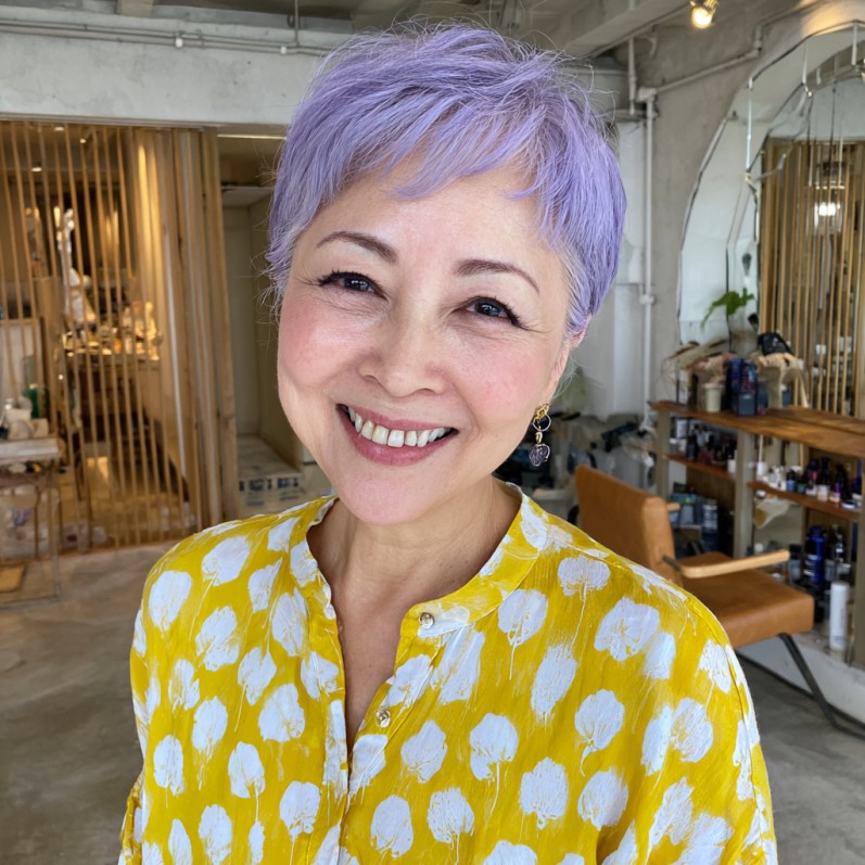 Playful Lavender Pixie Cut with Soft Edges