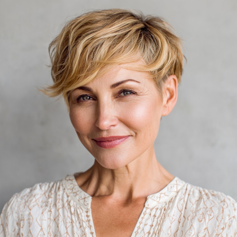 Textured Golden Pixie Cut with Soft Layers
