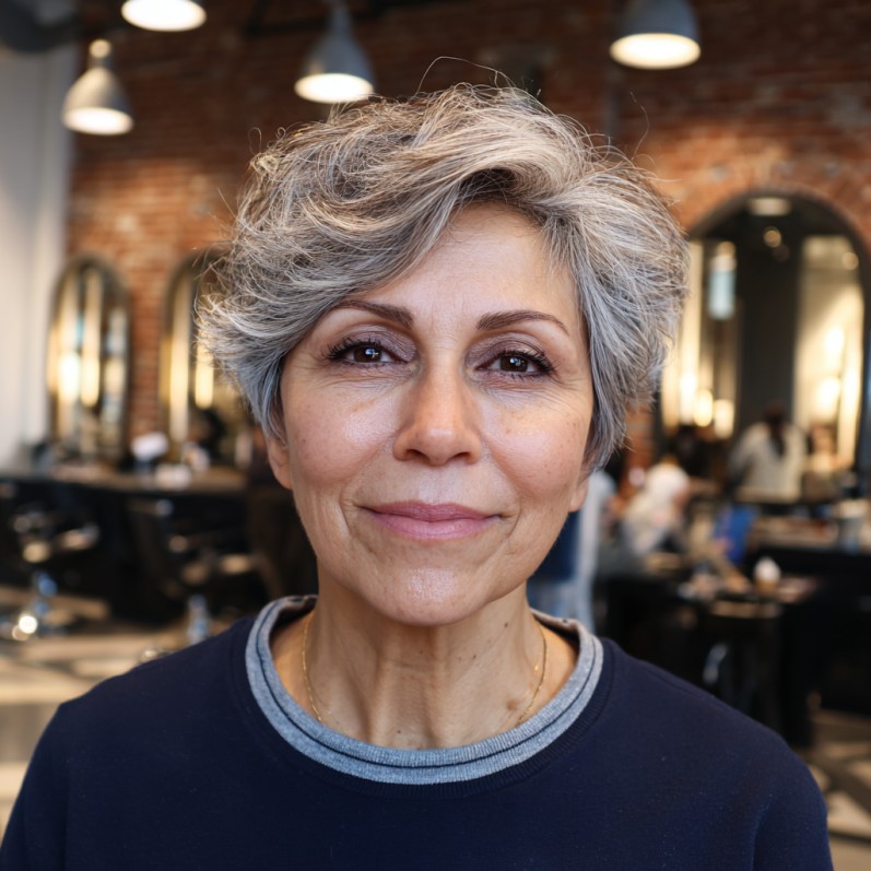 Textured Silver Pixie Cut with Soft Volume