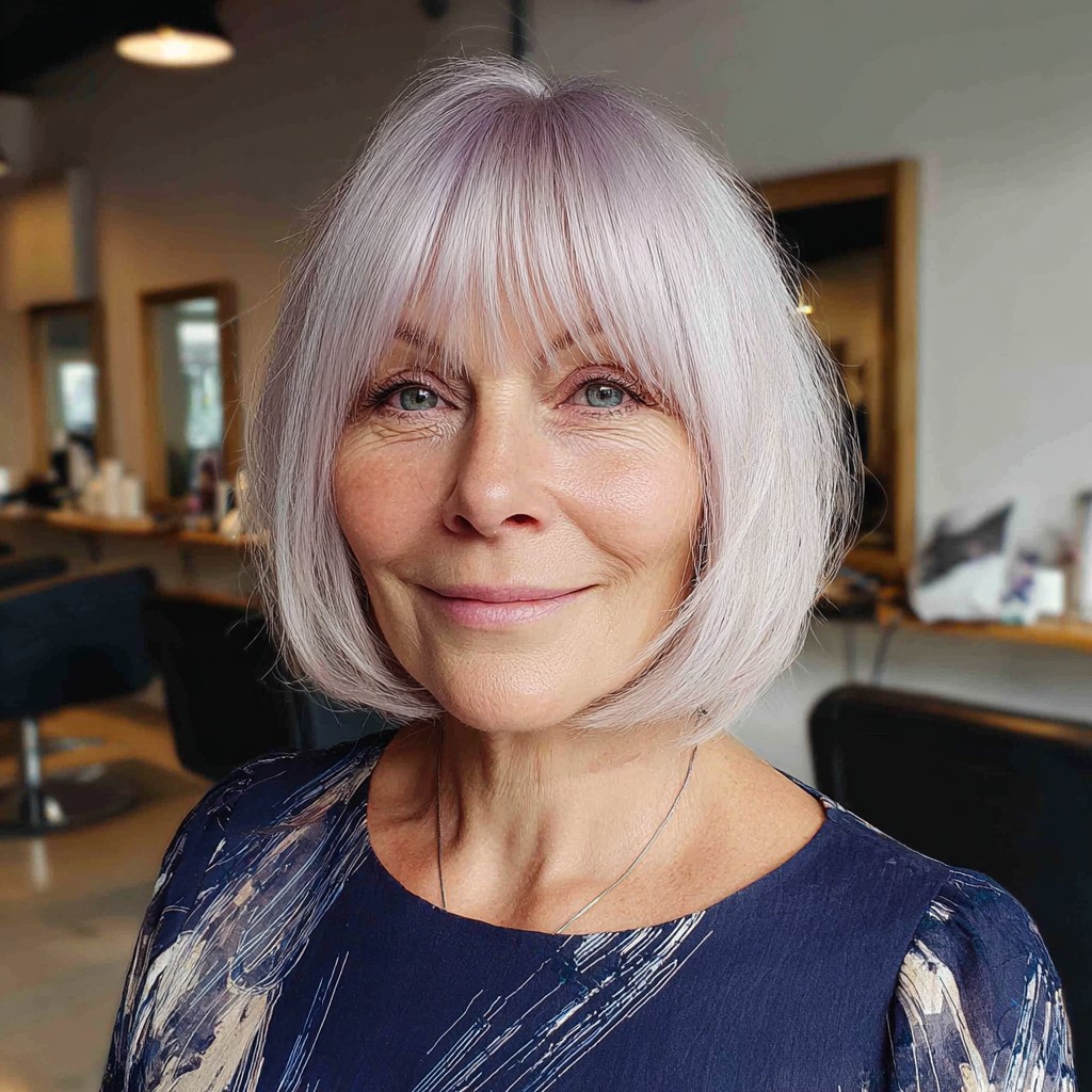 Chic Pastel Bob with Soft Wispy Bangs