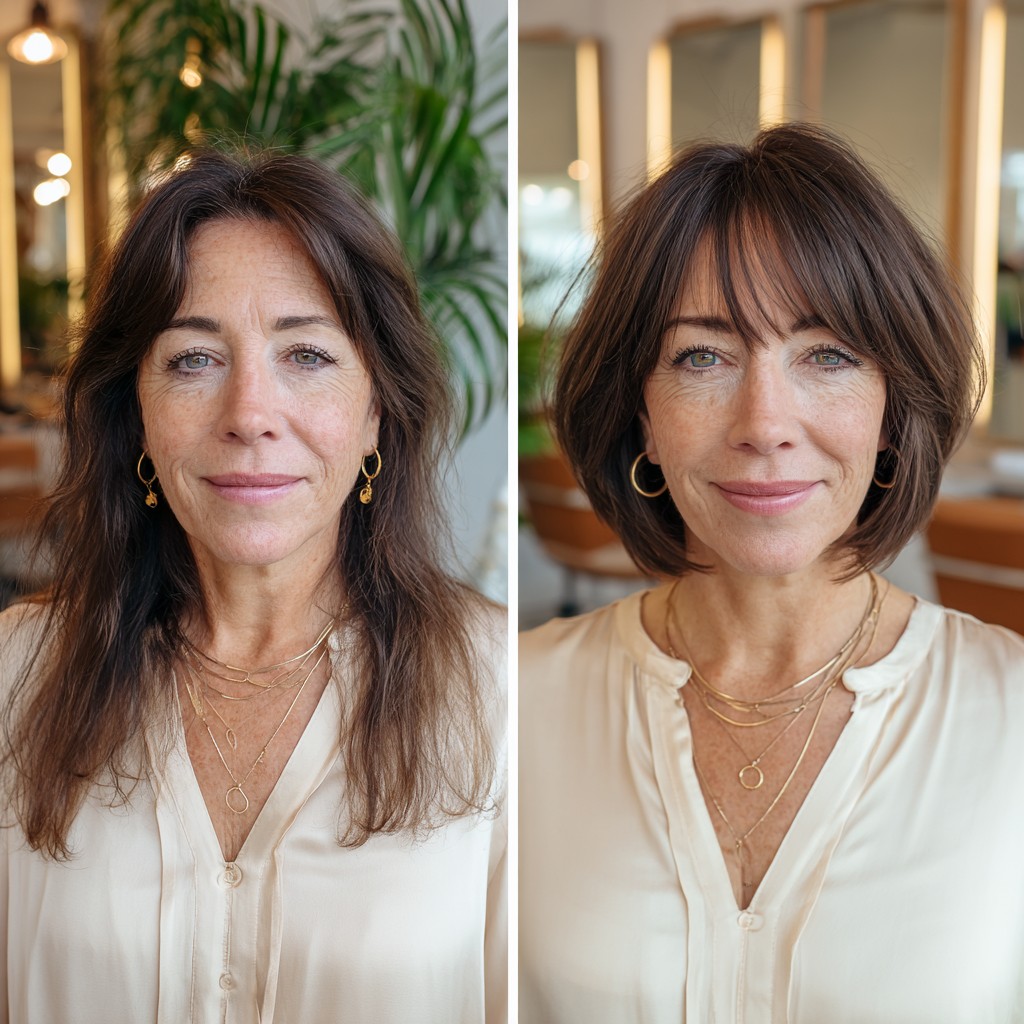 Chic Textured Bob with Soft Wispy Bangs