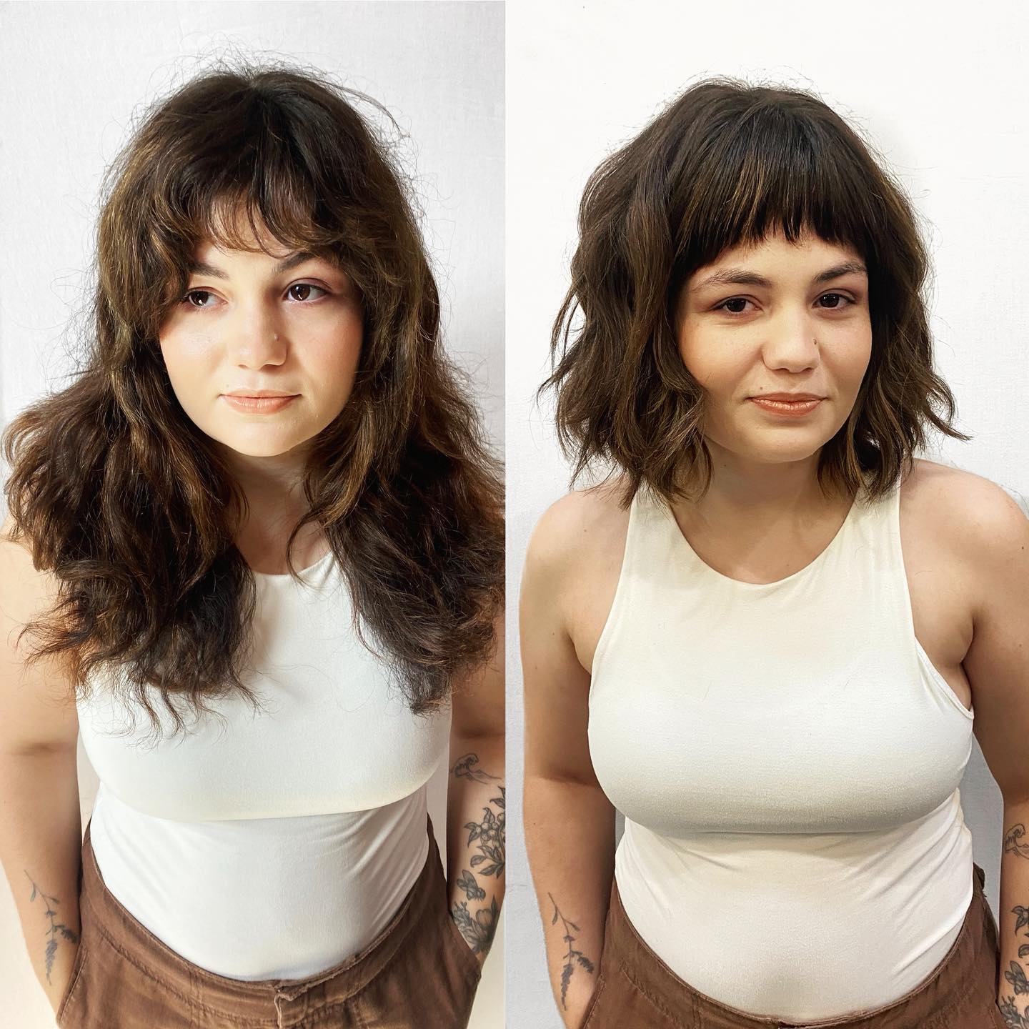 Chic Textured Wavy Bob with Fringed Bangs