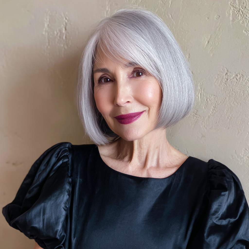 Elegant Silvery Bob with Soft Contours
