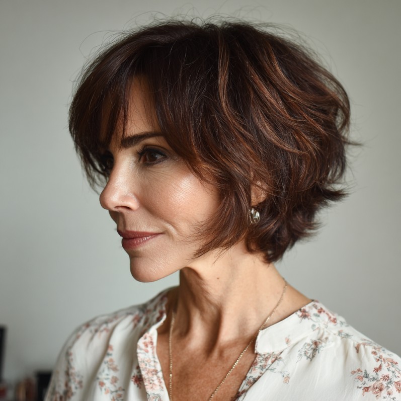 Modern Feathered Bob with Lively Texture