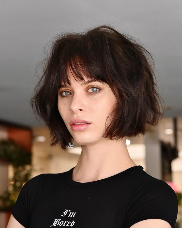 Modern Textured Bob with Soft Bangs