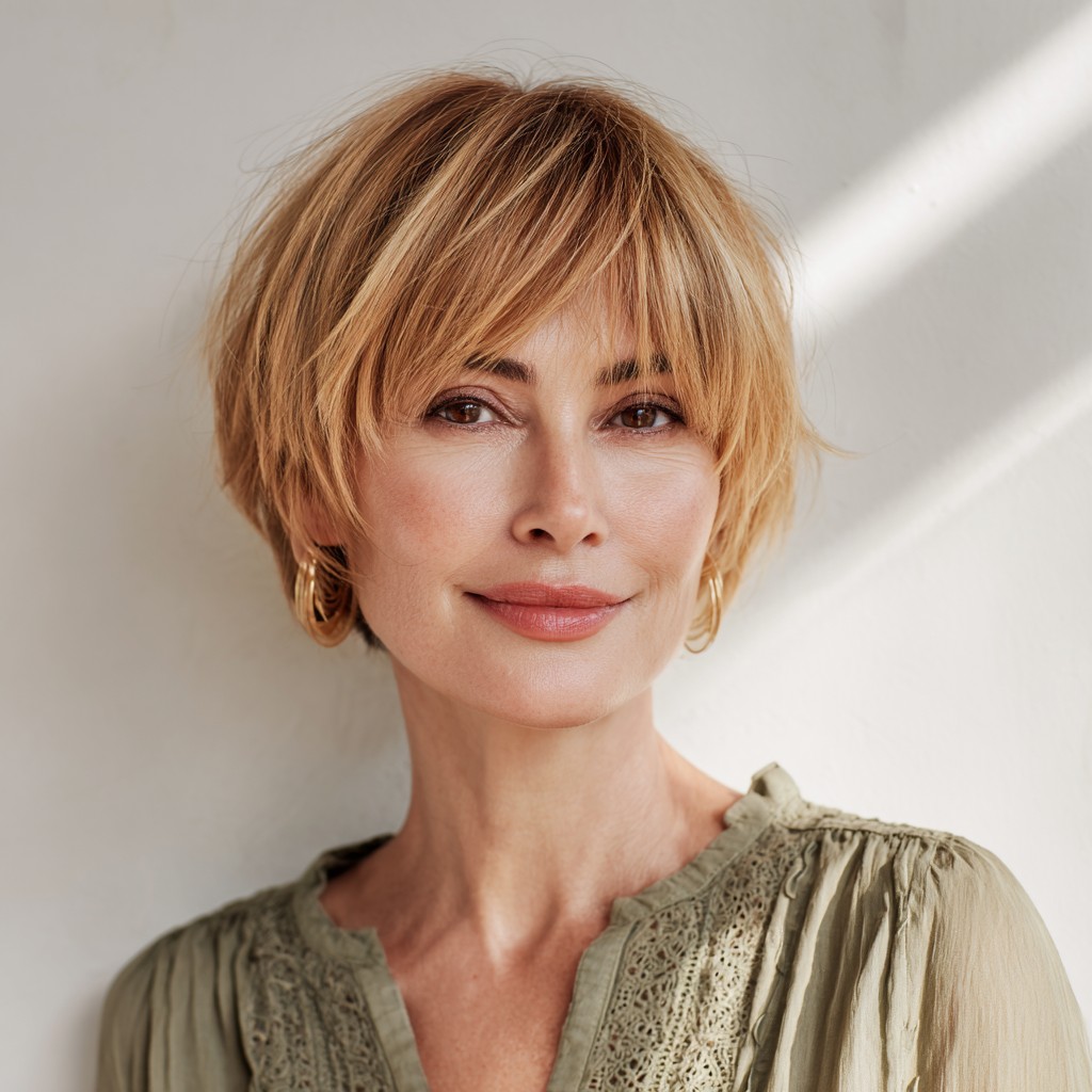 Soft Golden Bob with Wispy Bangs