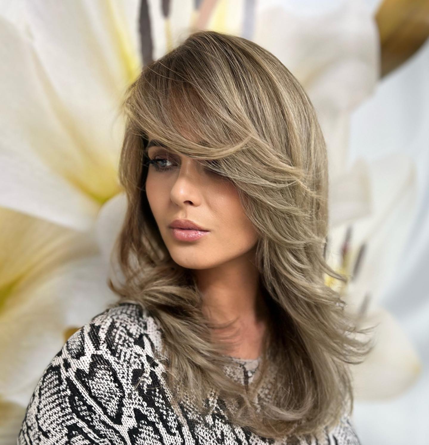 Stylish Long Layered Cut with Soft Side Bangs
