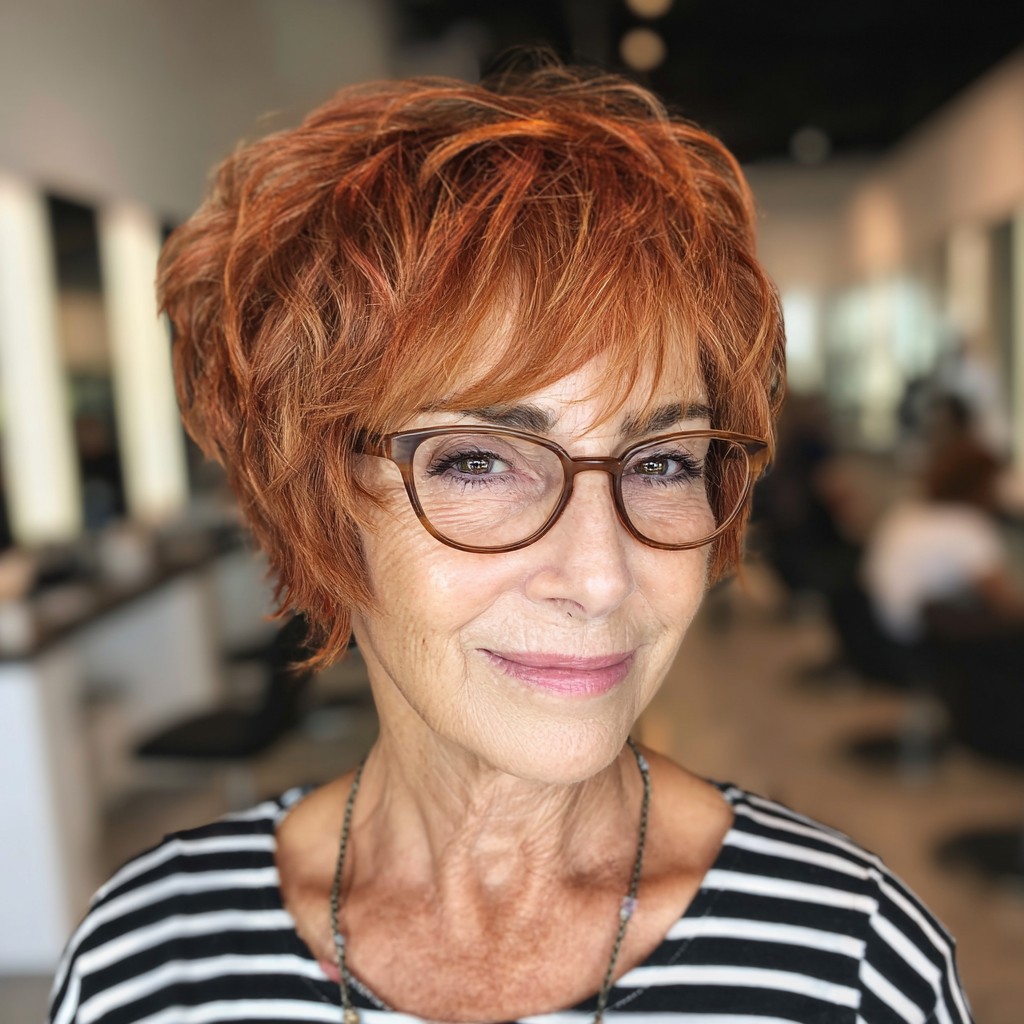 Textured Copper Pixie with Wispy Bangs