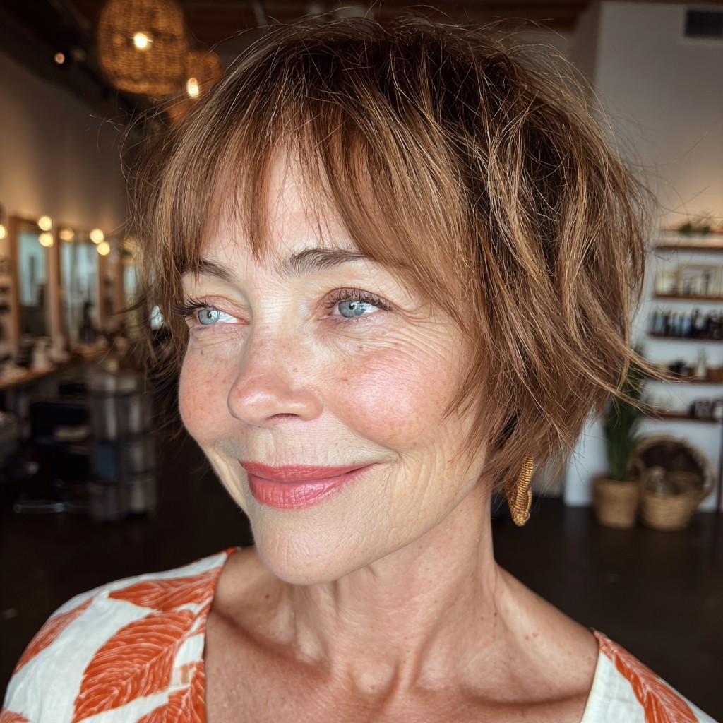 Textured Short Crop with Wispy Bangs