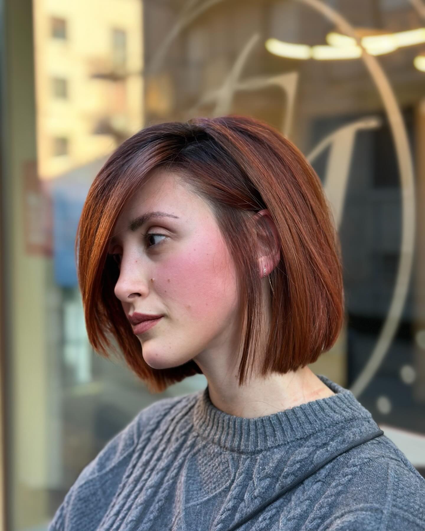 Chic Angular Bob with Rich Copper Tones