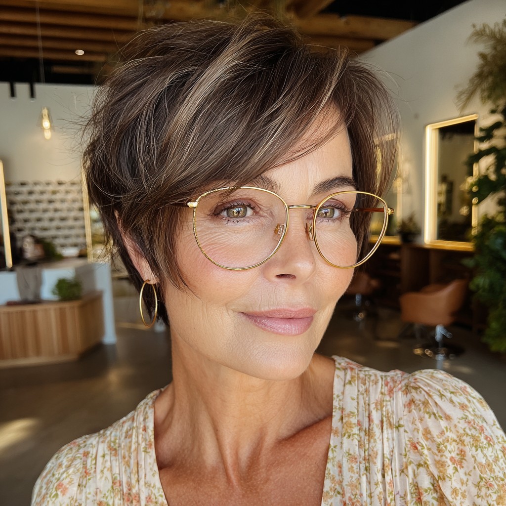 chic layered side swept pixie cut