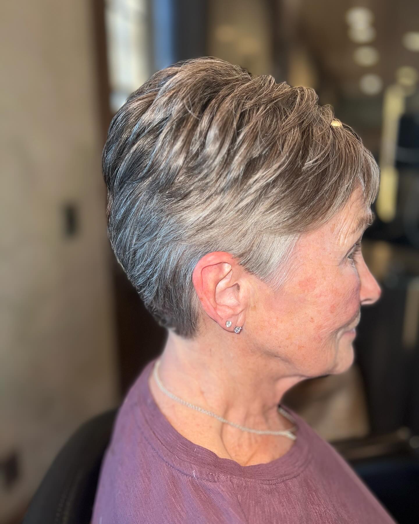 Chic Textured Pixie Cut Emphasizing Natural Grey Tones