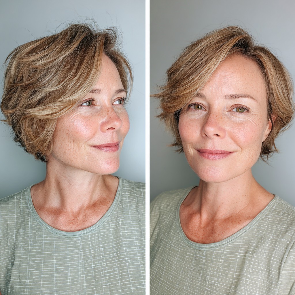 Flattering Textured Side-Swept Pixie with Soft Layers