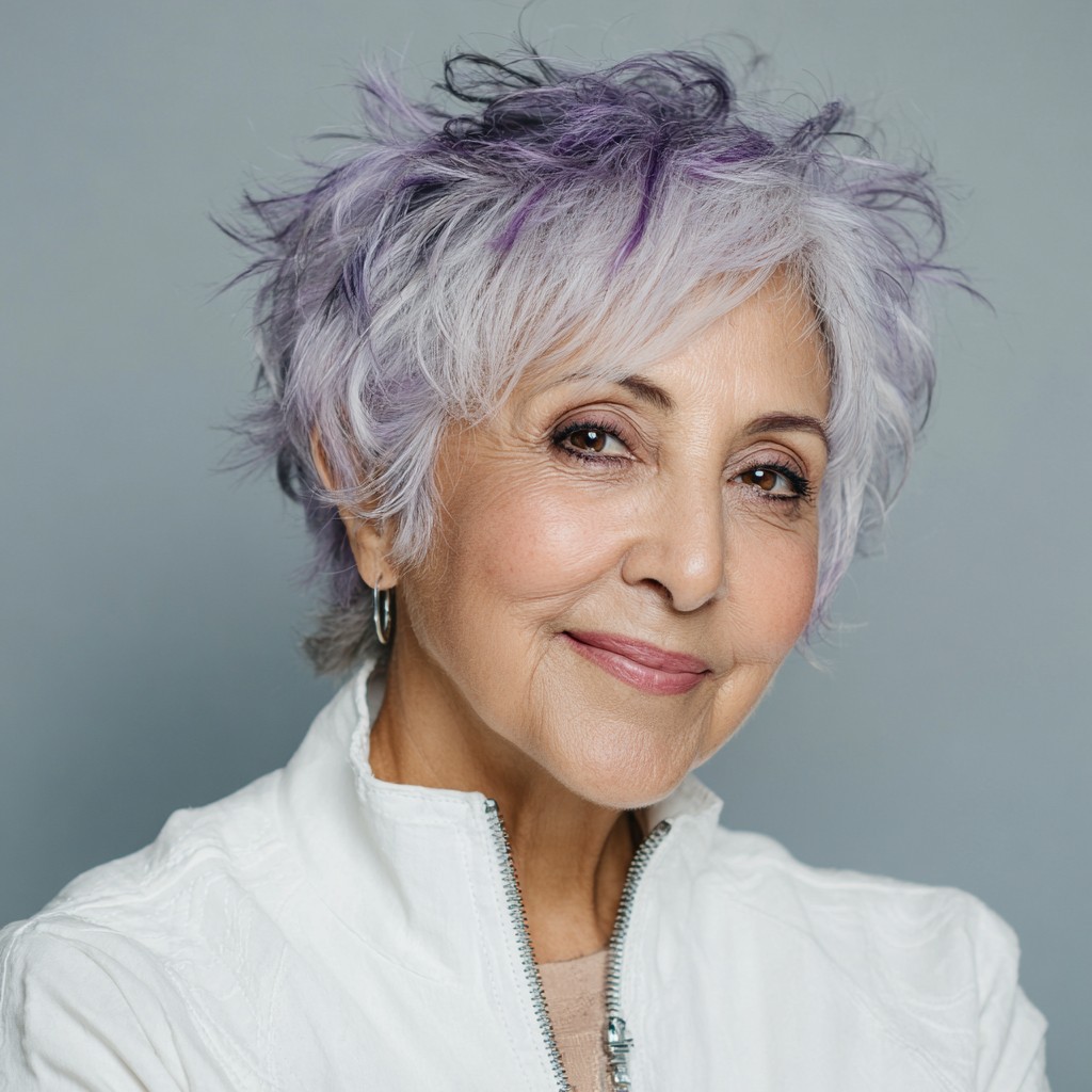 playful pixie with subtle lavender highlights