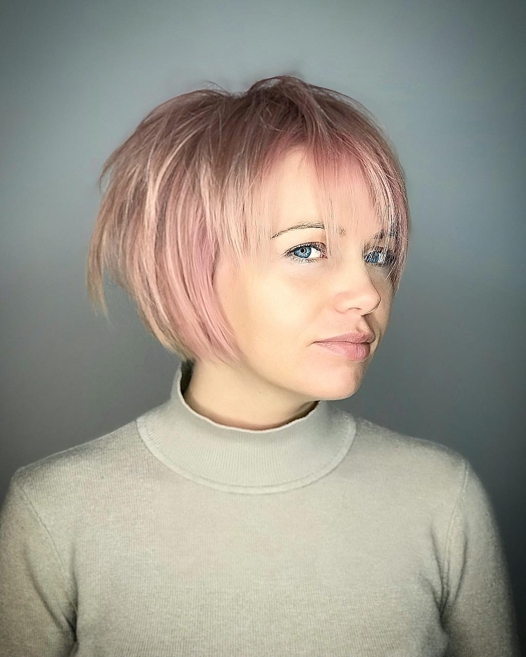 Textured Pink Bob with Playful Layers