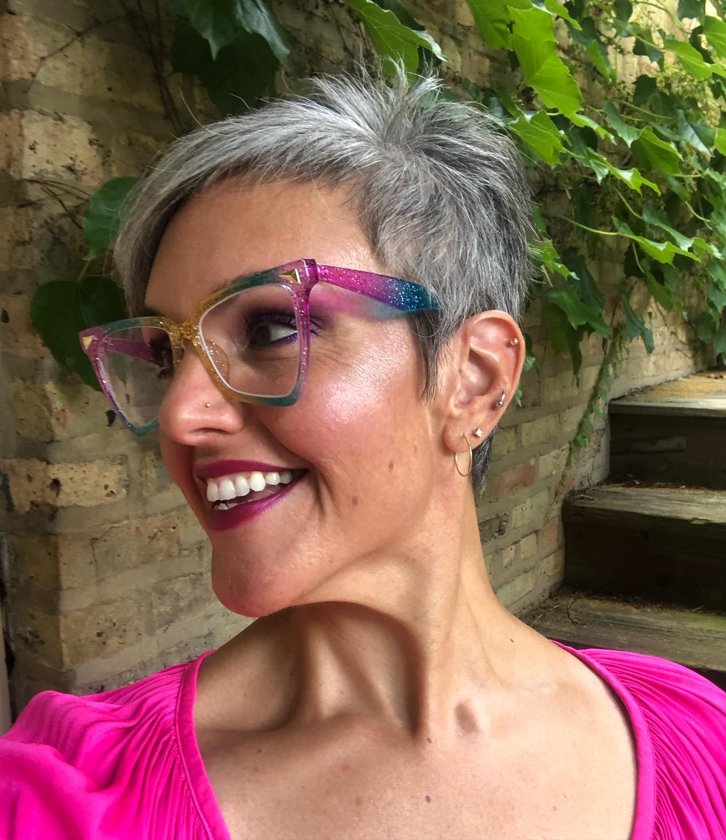 Textured Silver Pixie Cut with Defined Edges