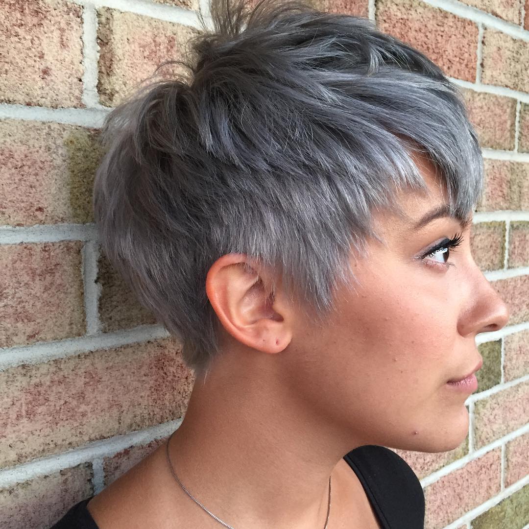 Textured Silver Pixie Cut with Effortless Volume