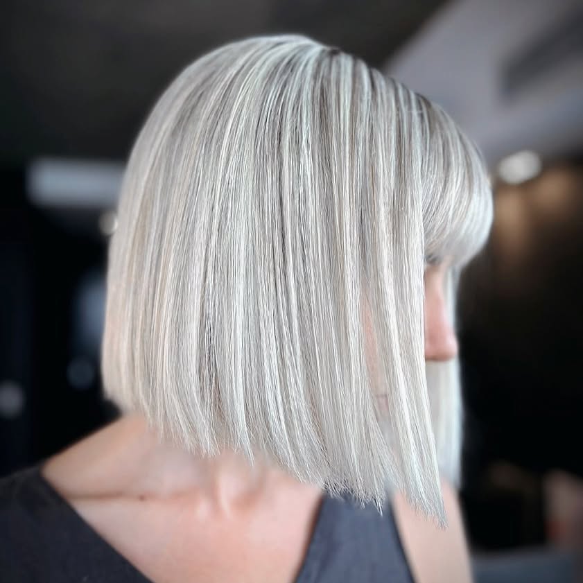 Trendy Blunt Bob with Soft Fringe