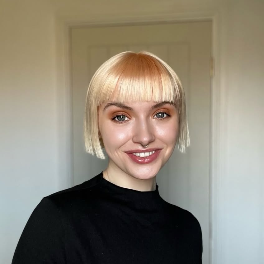 Trendy Blunt Bob with Straight Fringe