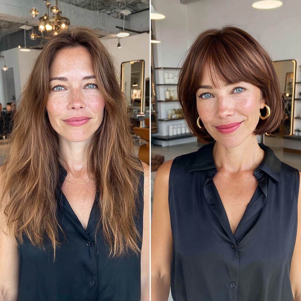 Charming Rounded Bob with Soft Bangs