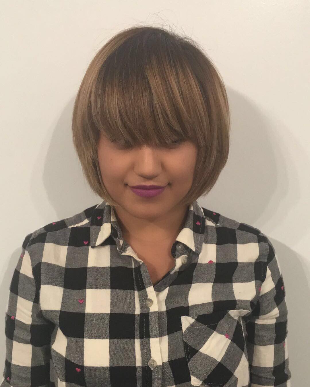 Chic Rounded Bob with Bold Front Bangs