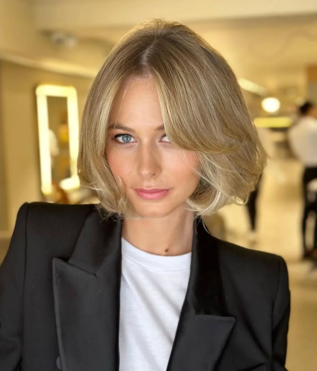 Chic Soft Golden Rounded Bob with Subtle Volume