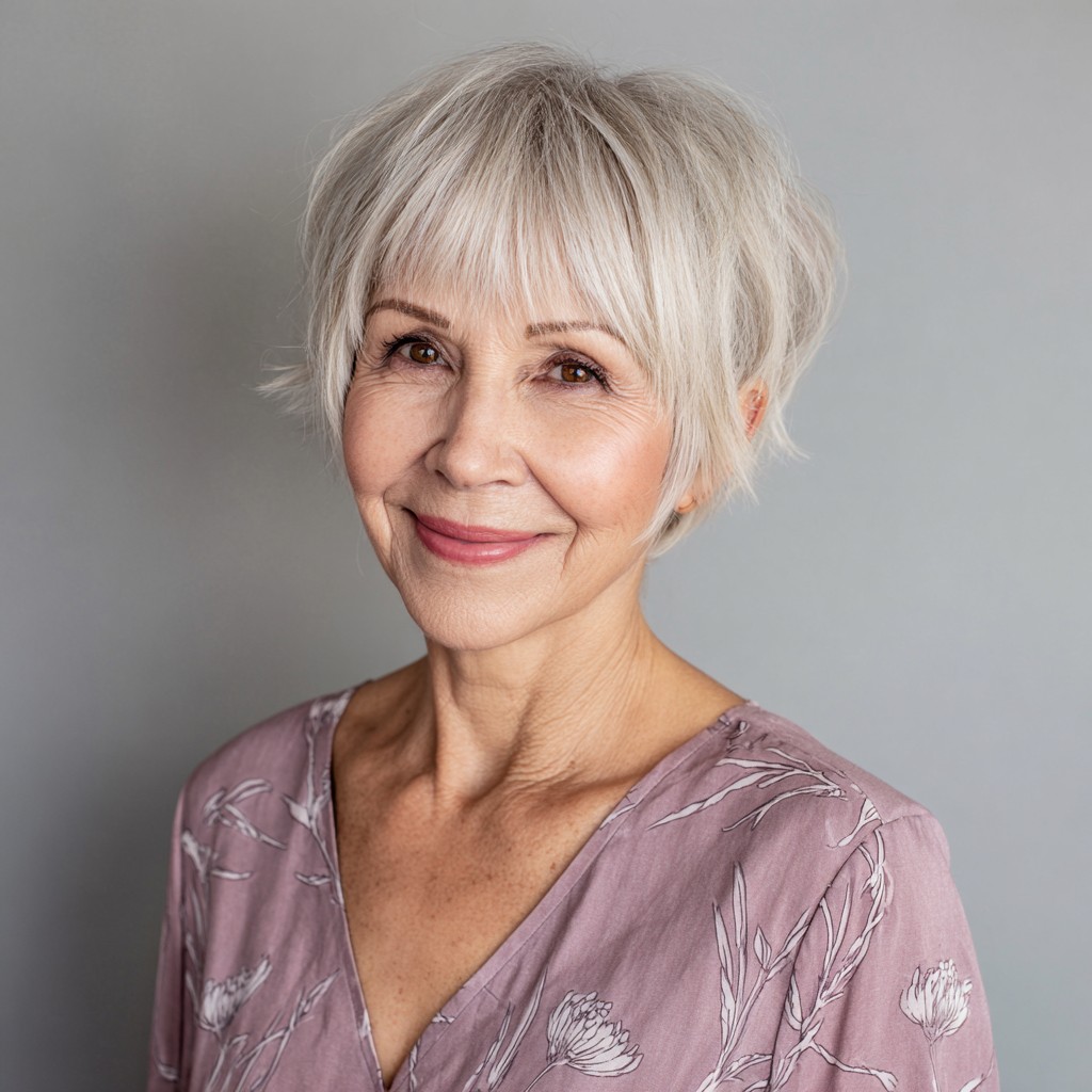 Chic Textured Silver Bob with Soft Layers