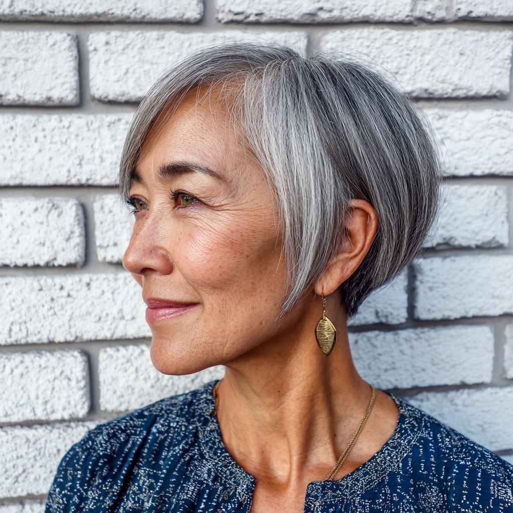 Modern Silver Textured Bob with Subtle Layers