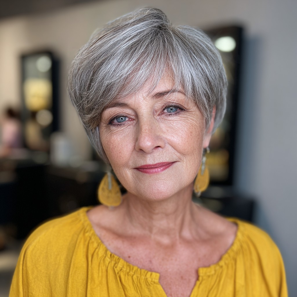 Modern Silvery Textured Pixie with Soft Layers