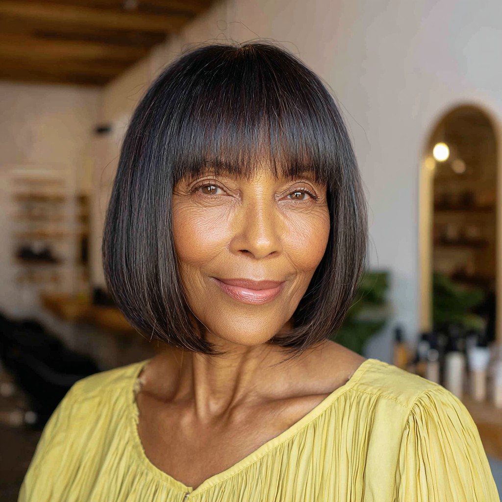 Sleek Chin-Length Bob with Soft Bangs