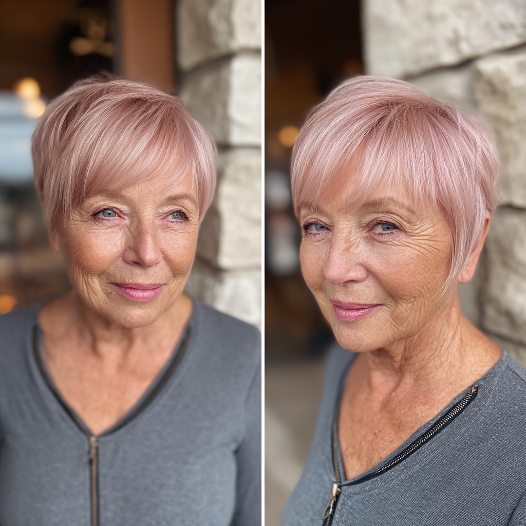 Soft Blush Pixie Cut with Subtle Layers