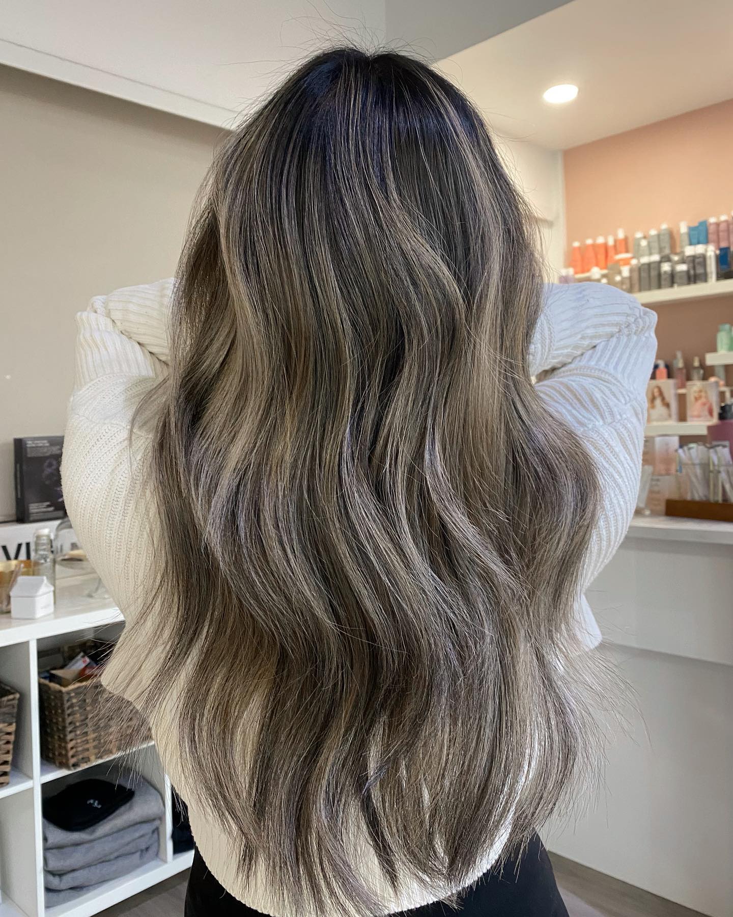 Softly Textured Grey Balayage with Natural Movement