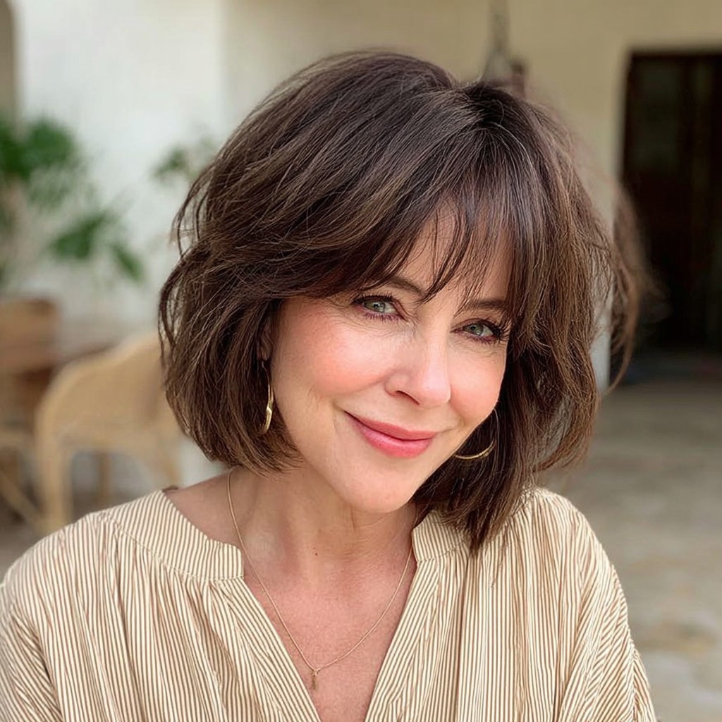 Chic Textured Bob with Face-Framing Bangs