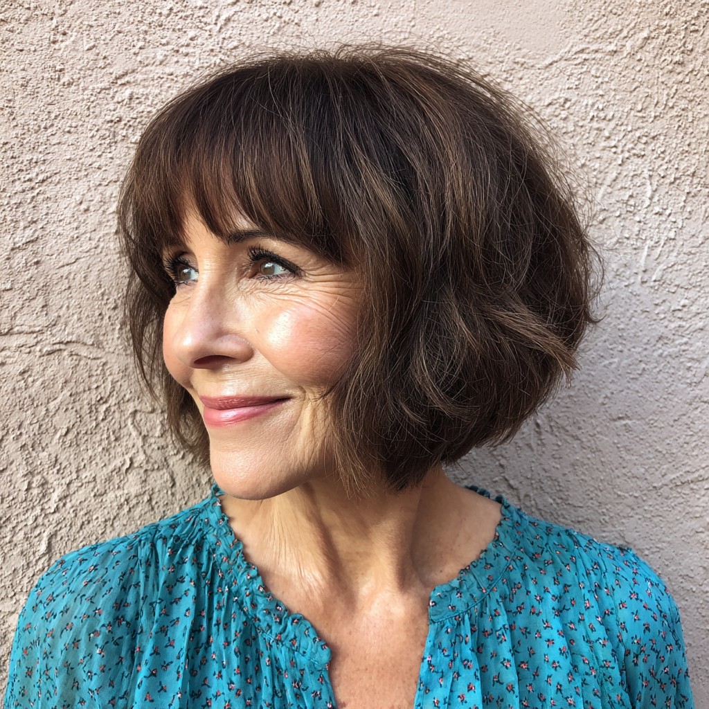 Chic Textured Bob with Soft Bangs