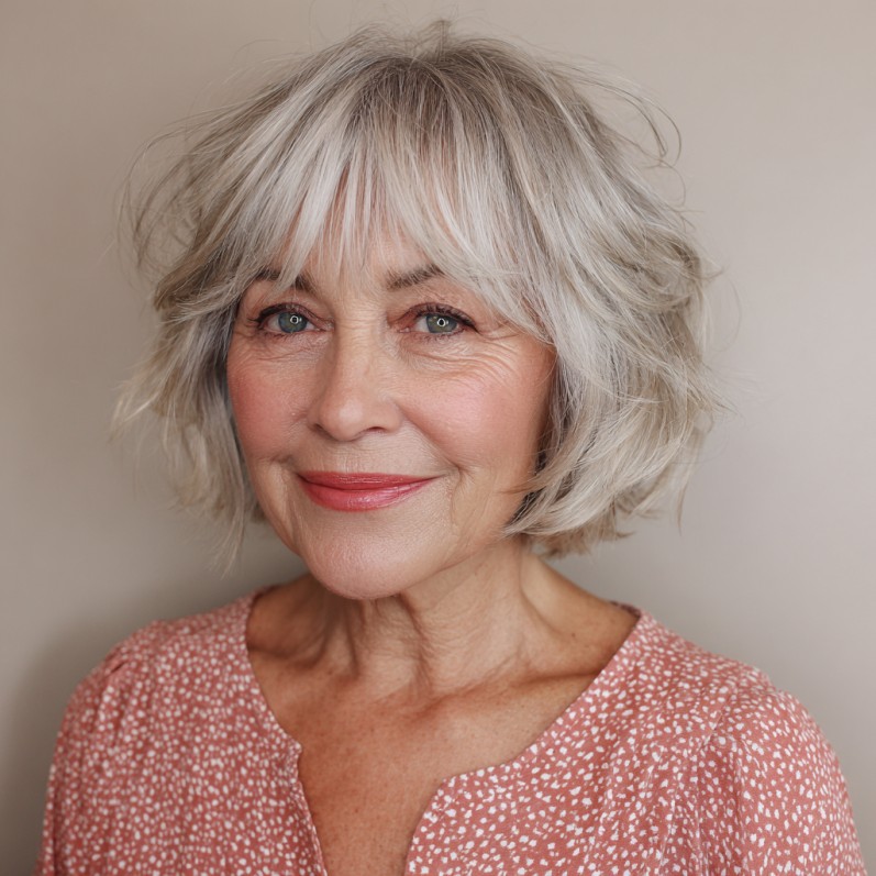 Playful Textured Bob with Face-Framing Bangs