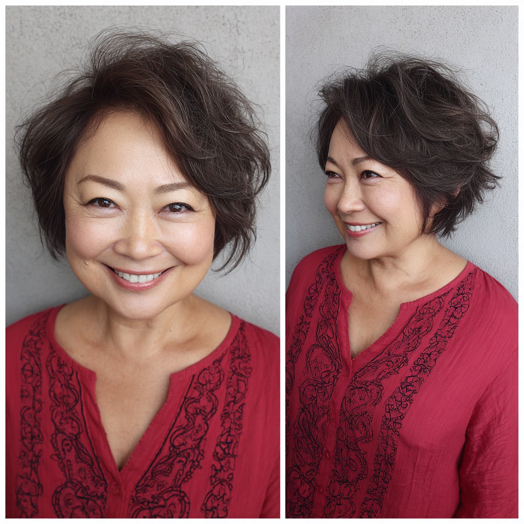 Textured Dark Brown Shag with Soft Volume