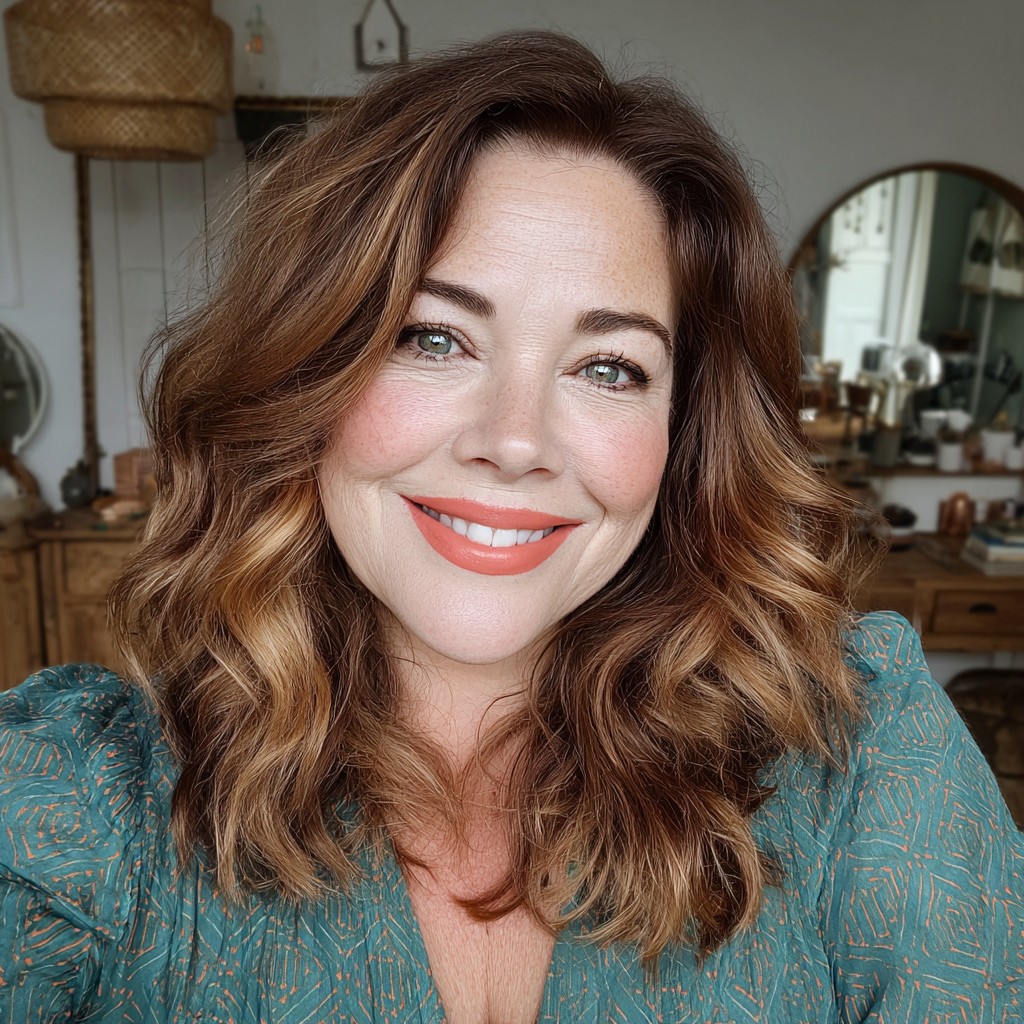 Warm Chocolate Waves with Light Caramel Highlights