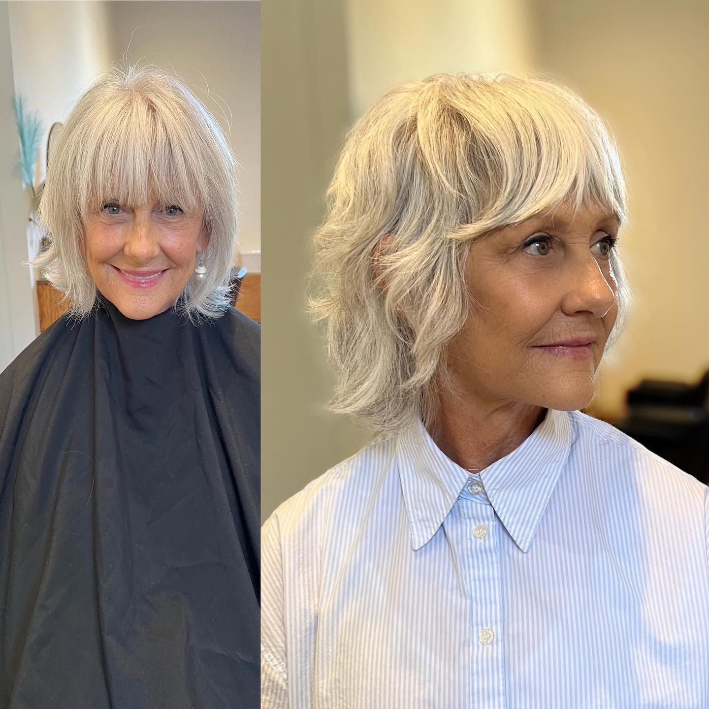 Chic Soft Shaggy Bob with Wispy Bangs