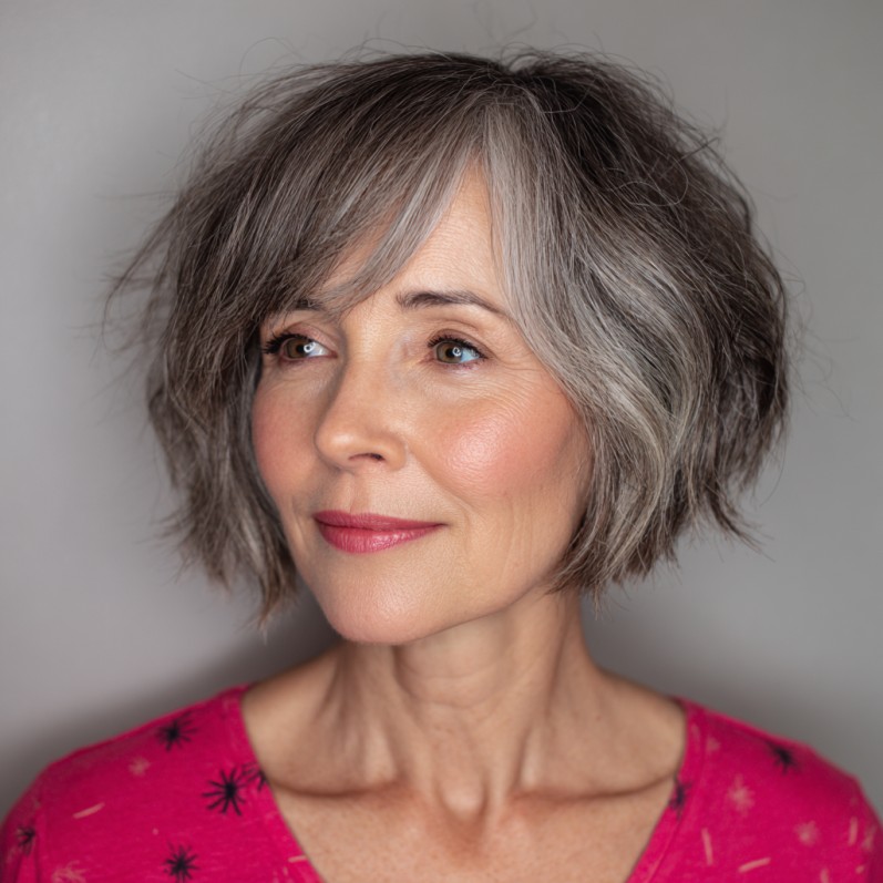 Chic Textured Gray Bob with Soft Layers
