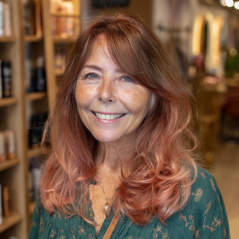 Soft Layered Balayage with Warm Rose Tones