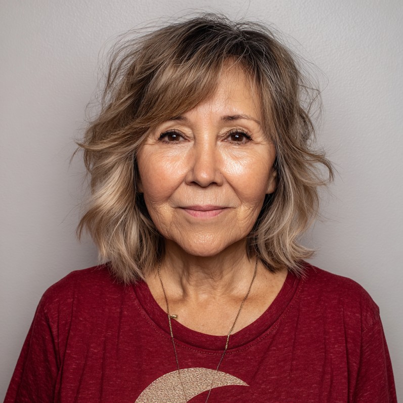 Textured Wavy Bob with Subtle Balayage Highlights