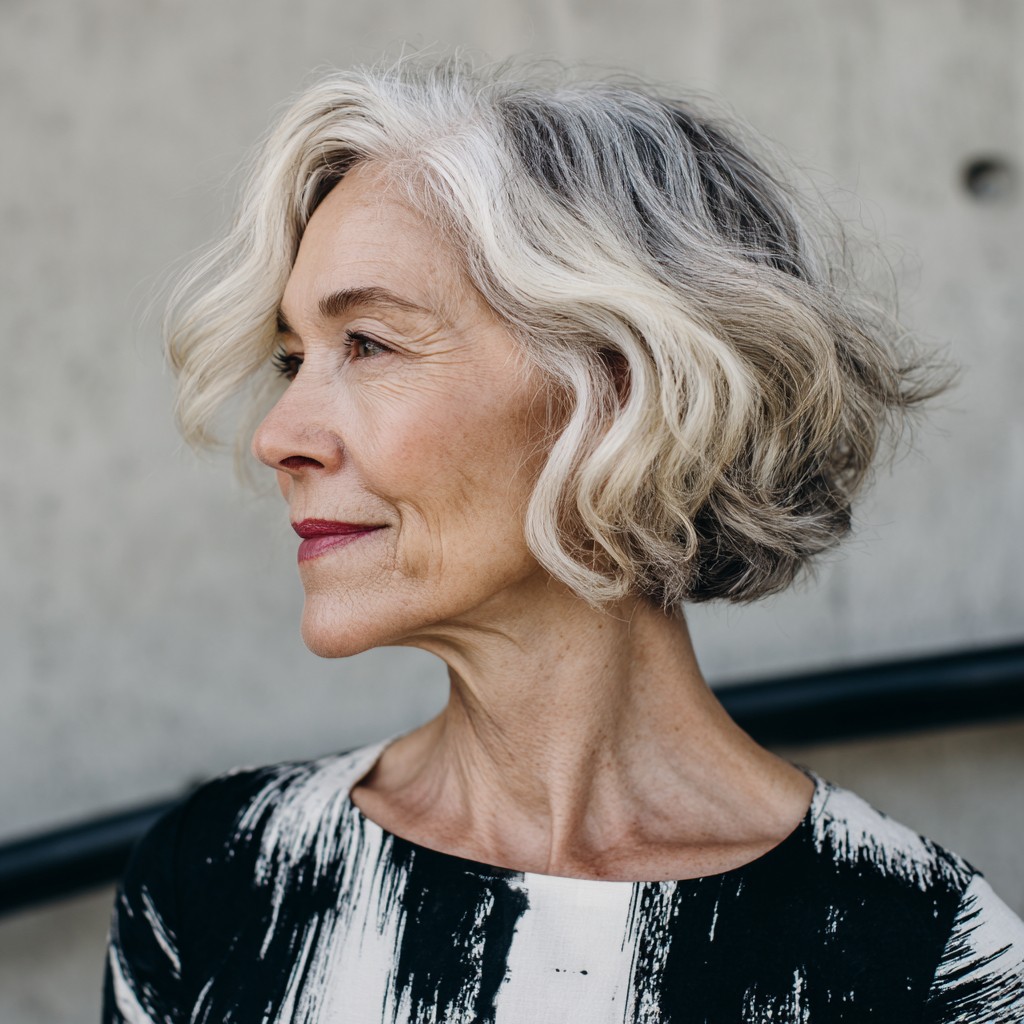 Chic Curly Bob with Soft Highlights
