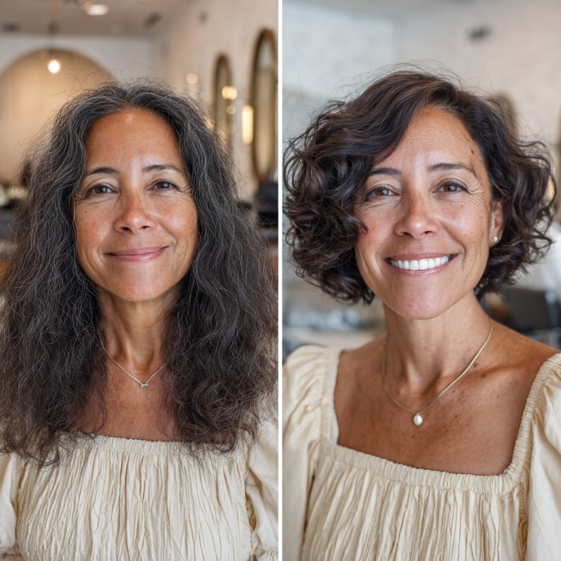 chic curly bob with soft layers
