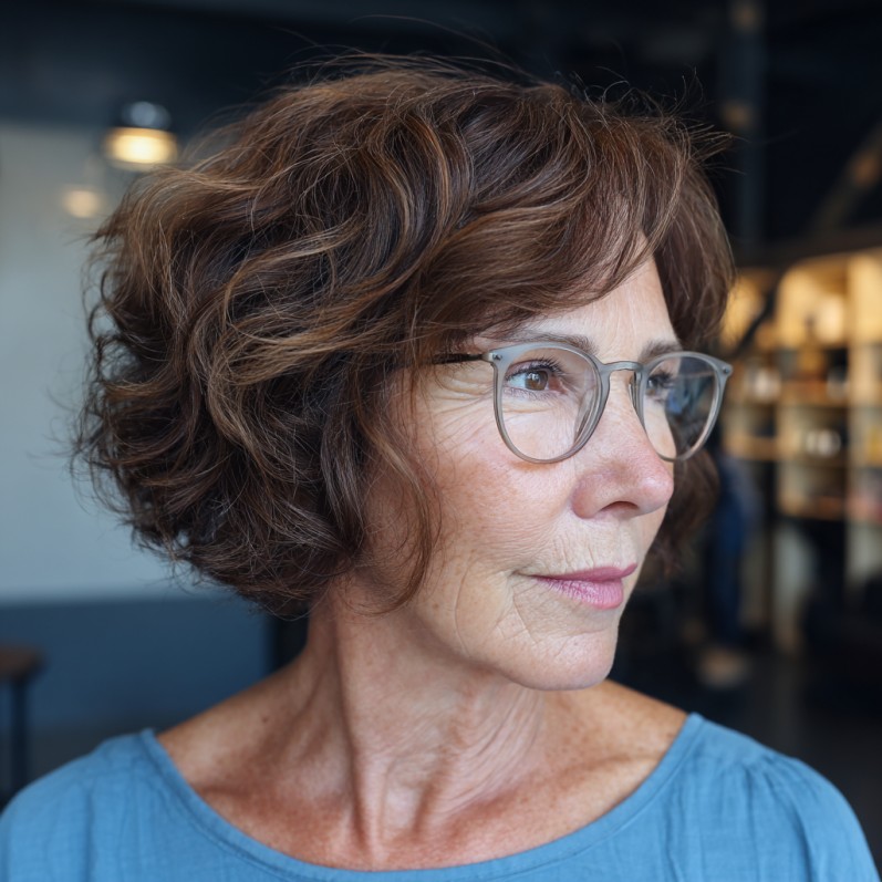Chic Curly Bubble Bob with Defined Texture