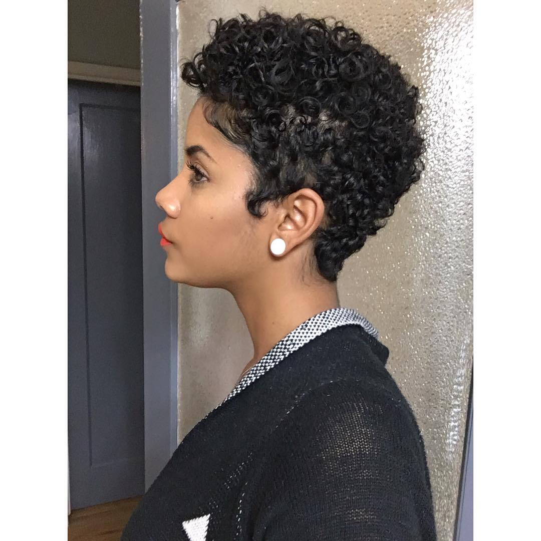 Chic Defined Curly Pixie with Tapered Sides