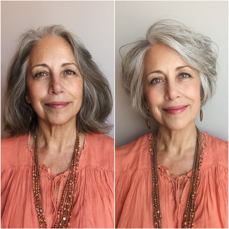 Chic Layered Gray Shag with Soft Volume