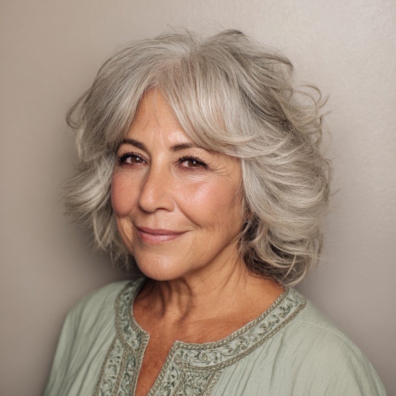 Chic Layered Silver Shag with Soft Volume