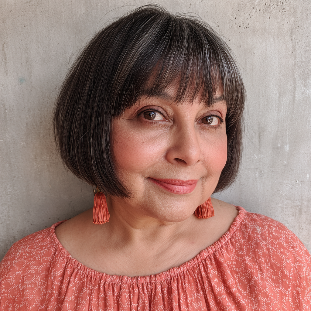 Chic Textured Blunt Bob with Soft Bangs