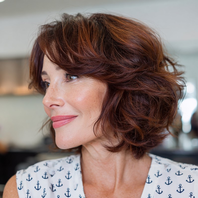 Chic Textured Layered Cut with Rich Auburn Highlights